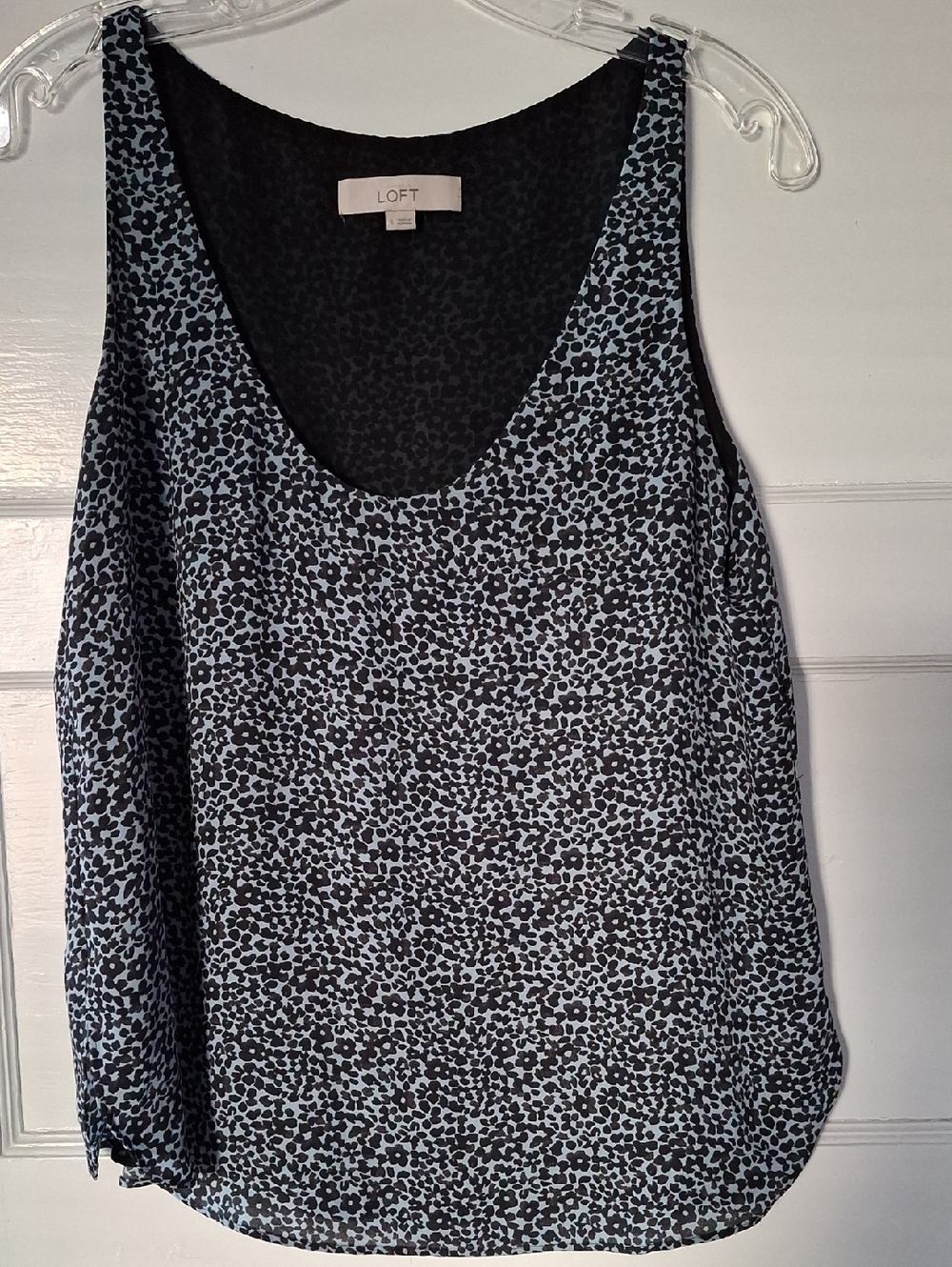 LOFT Black and Blue Leopard Print Tank Top